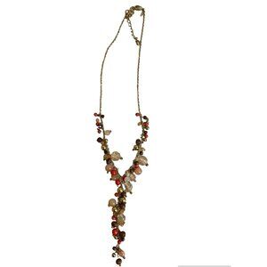 Vintage Avon Necklace Pendant Dangle Beads Lariat Chain Adjustable Length To 17”